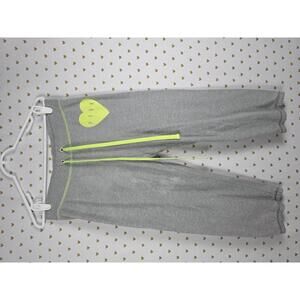 Victorias Secret PINK Cropped POCKET Neon Joggers SMALL Grey Sweatpants